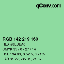 カラーコード: RGB 142 219 160 | qconv.com