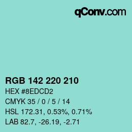 カラーコード: RGB 142 220 210 | qconv.com