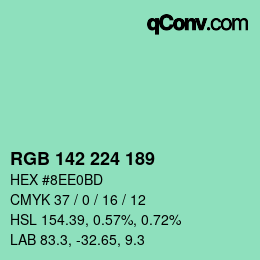Color code: RGB 142 224 189 | qconv.com