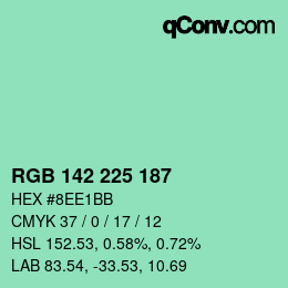 Color code: RGB 142 225 187 | qconv.com
