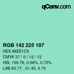 Código de color: RGB 142 225 197 | qconv.com