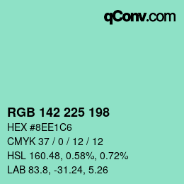 颜色代码: RGB 142 225 198 | qconv.com