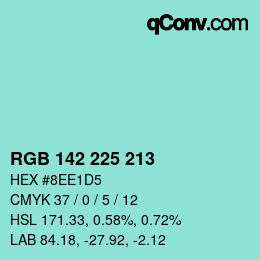 Color code: RGB 142 225 213 | qconv.com