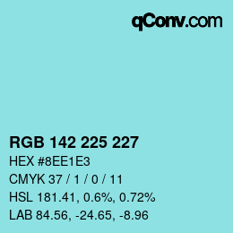 颜色代码: RGB 142 225 227 | qconv.com