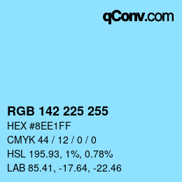 Color code: RGB 142 225 255 | qconv.com