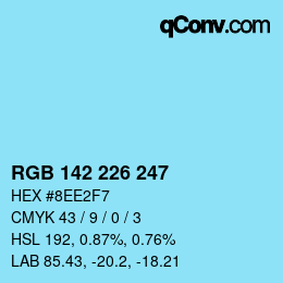Color code: RGB 142 226 247 | qconv.com