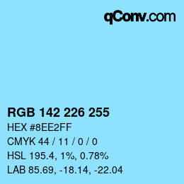 Color code: RGB 142 226 255 | qconv.com