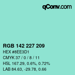 Color code: RGB 142 227 209 | qconv.com
