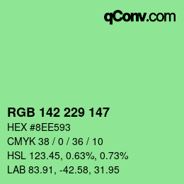 Color code: RGB 142 229 147 | qconv.com