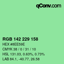 Color code: RGB 142 229 158 | qconv.com