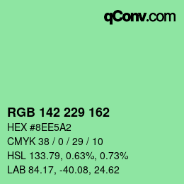 Color code: RGB 142 229 162 | qconv.com