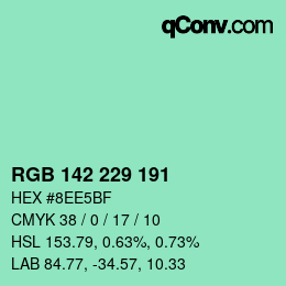 Color code: RGB 142 229 191 | qconv.com