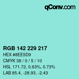 Color code: RGB 142 229 217 | qconv.com