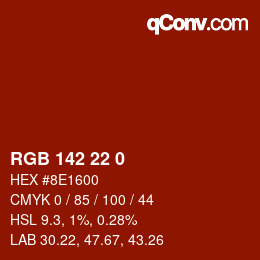Color code: RGB 142 22 0 | qconv.com