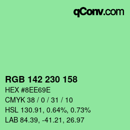 Color code: RGB 142 230 158 | qconv.com