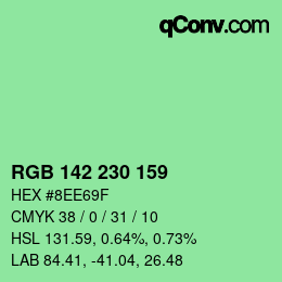 Color code: RGB 142 230 159 | qconv.com