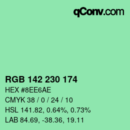 Color code: RGB 142 230 174 | qconv.com