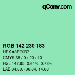 Color code: RGB 142 230 183 | qconv.com