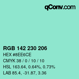 Color code: RGB 142 230 206 | qconv.com