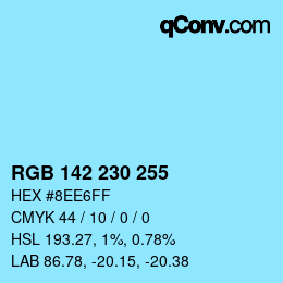 Color code: RGB 142 230 255 | qconv.com