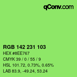 颜色代码: RGB 142 231 103 | qconv.com