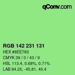 カラーコード: RGB 142 231 131 | qconv.com