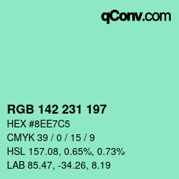 Color code: RGB 142 231 197 | qconv.com