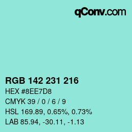 Color code: RGB 142 231 216 | qconv.com