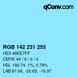 Color code: RGB 142 231 255 | qconv.com