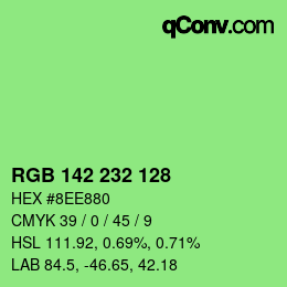 Color code: RGB 142 232 128 | qconv.com