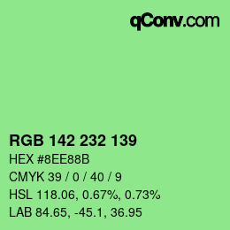 Color code: RGB 142 232 139 | qconv.com