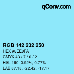 Color code: RGB 142 232 250 | qconv.com
