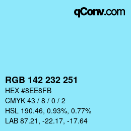 Color code: RGB 142 232 251 | qconv.com