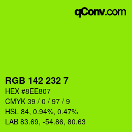 Color code: RGB 142 232 7 | qconv.com