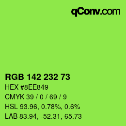 Color code: RGB 142 232 73 | qconv.com