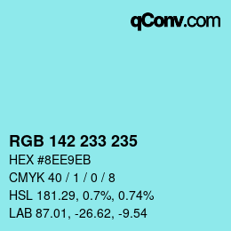 Color code: RGB 142 233 235 | qconv.com
