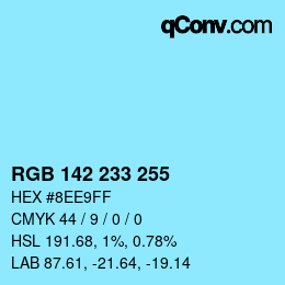 Color code: RGB 142 233 255 | qconv.com