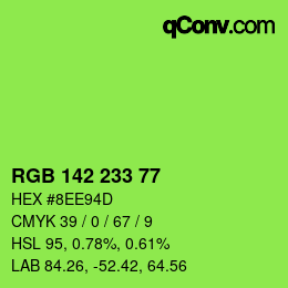 Color code: RGB 142 233 77 | qconv.com