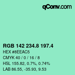 カラーコード: RGB 142 234.8 197.4 | qconv.com