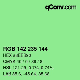 Color code: RGB 142 235 144 | qconv.com