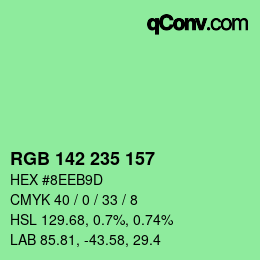 Color code: RGB 142 235 157 | qconv.com