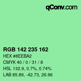 カラーコード: RGB 142 235 162 | qconv.com