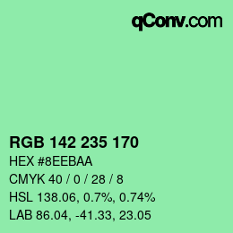 カラーコード: RGB 142 235 170 | qconv.com