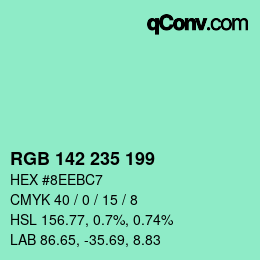 Color code: RGB 142 235 199 | qconv.com