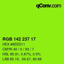 Color code: RGB 142 237 17 | qconv.com