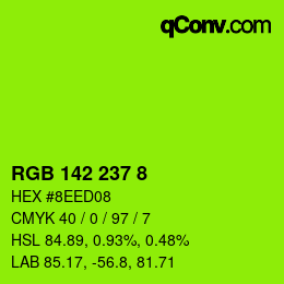 カラーコード: RGB 142 237 8 | qconv.com