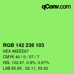 Color code: RGB 142 238 103 | qconv.com