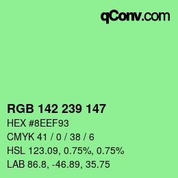 Color code: RGB 142 239 147 | qconv.com
