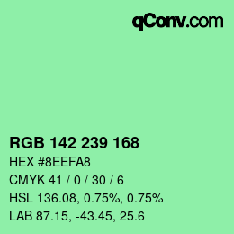 Color code: RGB 142 239 168 | qconv.com