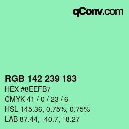 Color code: RGB 142 239 183 | qconv.com